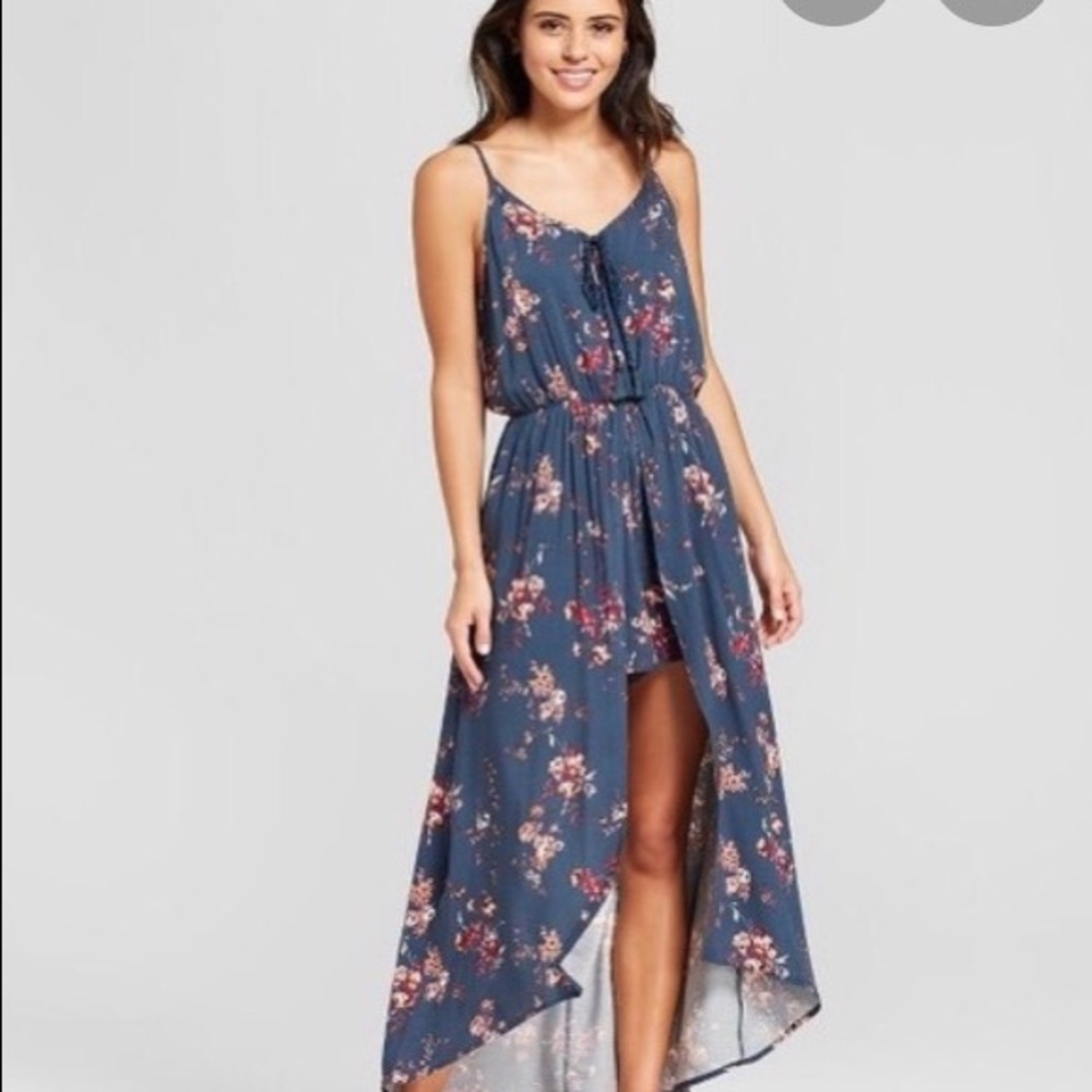 Xhilaration burgundy floral maxi romper - Picture 6 of 6